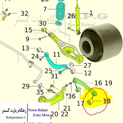 بوش بیرونی بازویی طبق عقب تیگو 7 و 8 و FX